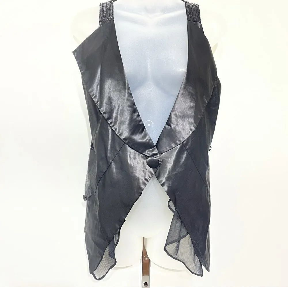 Anthropologie RYU one button satin vest lapel NEW